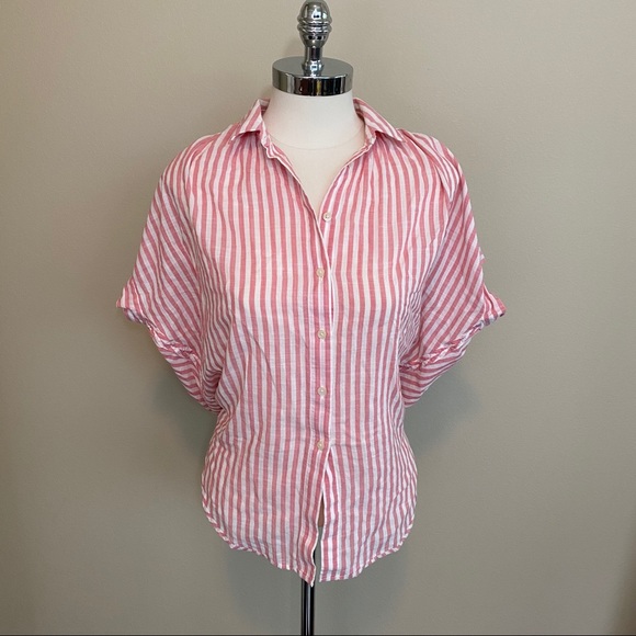 Madewell Pink Rose Stripe Tie Back Central Top XS - Picture 2 of 8